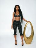Polka Dots Print Casual Two Piece Pants Set NYF-8216