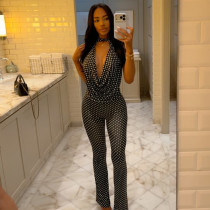 Polka Dots Print Sleeveless Jumpsuit GJYO-JP006353