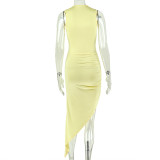Sleeveless Ruched Irregular Long Dress GJYO-JD305578