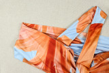 Sexy Color Block Backless Print Maxi Dress GJYO-JD305523
