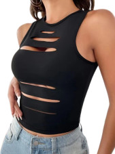 Hollow Out Sleeveless Tank Tops GLAX-90511