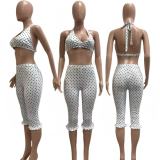 Polka Dots Print Casual Two Piece Pants Set NYF-8216