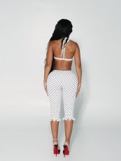 Polka Dots Print Casual Two Piece Pants Set NYF-8216