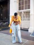 Fashion Holes Denim Straight Jeans GYLN-0408
