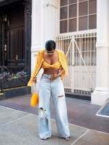 Fashion Holes Denim Straight Jeans GYLN-0408