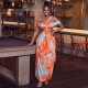 Sexy Color Block Backless Print Maxi Dress GJYO-JD305523