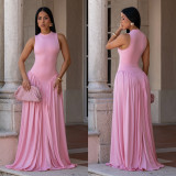 Solid Color Sleeveless Maxi Dress BY-7713