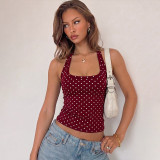 Polka Dot Print Halterneck Tank Top LJSF-T6521677X