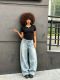 Plus Size Fashion Washed Straight Jeans GYLN-9572