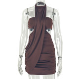 Solid Color Ruched Mini Dress GJYO-JD305376