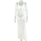 Tie Up Mesh Haterneck Maxi Dress GJYO-JD305521