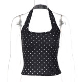 Polka Dot Print Halterneck Tank Top LJSF-T6521677X