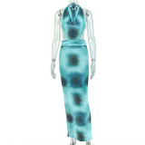 Print Backless Tie Up Maxi Dress GJYO-JD305500