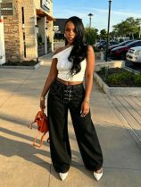 Plus Size Fashion Washed Removable Straight Jeans GYLN-5507