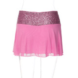 Sequin Patchwork Backless Sling Two Piece Skirts Set LJSF-T6421544X