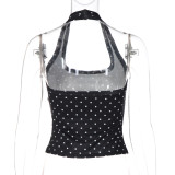 Polka Dot Print Halterneck Tank Top LJSF-T6521677X