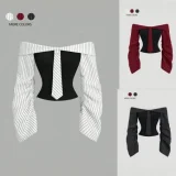 One Shoulder Long Sleeve Stripe Shirt GSRX-879