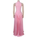 Solid Color Sleeveless Maxi Dress BY-7713