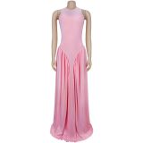 Solid Color Sleeveless Maxi Dress BY-7713