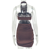 Solid Color Ruched Mini Dress GJYO-JD305376