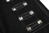 Plus Size Metal-Studded Washed Loose Jeans GYLN-0338