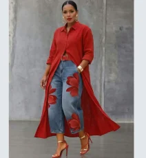 Floral Prints Straight Jeans GAKF-60516