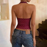 Polka Dot Print Halterneck Tank Top LJSF-T6521677X