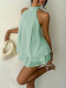 Sleeveless Halterneck Tie Up Mini Dress GSRX-715