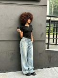 Plus Size Fashion Washed Straight Jeans GYLN-9572