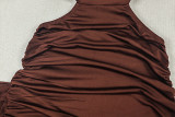 Solid Color Ruched Mini Dress GJYO-JD305376