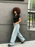 Plus Size Fashion Washed Straight Jeans GYLN-9572