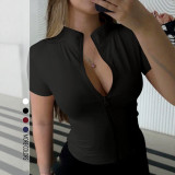 Short Sleeve Zipper T Shirts GSRX-828