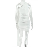Ruched Slash Neck MinI Dress GJYO-JD305529