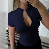 Short Sleeve Zipper T Shirts GSRX-828