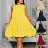 Sleeveless Solid Color Mini Dress GSRX-886