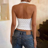Polka Dot Print Halterneck Tank Top LJSF-T6521677X