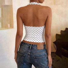 Polka Dot Print Halterneck Tank Top LJSF-T6521677X