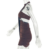 Solid Color Ruched Mini Dress GJYO-JD305376
