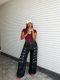 Plus Size Metal-Studded Washed Loose Jeans GYLN-0338