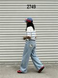 Plus Size Cat-Embroidered Multi-Pockets Jeans GYLN-6334