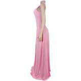 Solid Color Sleeveless Maxi Dress BY-7713