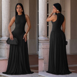 Solid Color Sleeveless Maxi Dress BY-7713