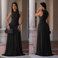 Solid Color Sleeveless Maxi Dress BY-7713