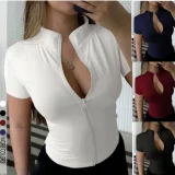 Short Sleeve Zipper T Shirts GSRX-828