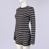 Stripe Long Sleeve Two Piece Short Set GFRT-42211SBG