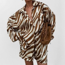 Print Shirt Shorts Loose 2 Piece Set GXBQ-29251