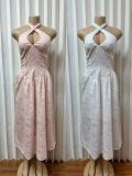 Halterneck Hollow Out Backless Maxi Dress GADE-9162