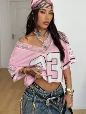 Sport Lace Patchwork Print Tops GTGE-MH1012