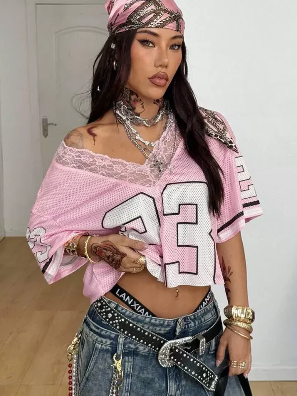 Sport Lace Patchwork Print Tops GTGE-MH1012