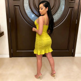 Solid Color Backless Sling Midi Dress BN-9826